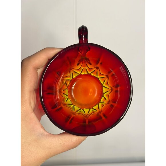 VTG Anchor Hocking Royal Ruby Glass Teacup 2.25"x4" Set of 4 Glassware Amberina - Picture 5 of 7